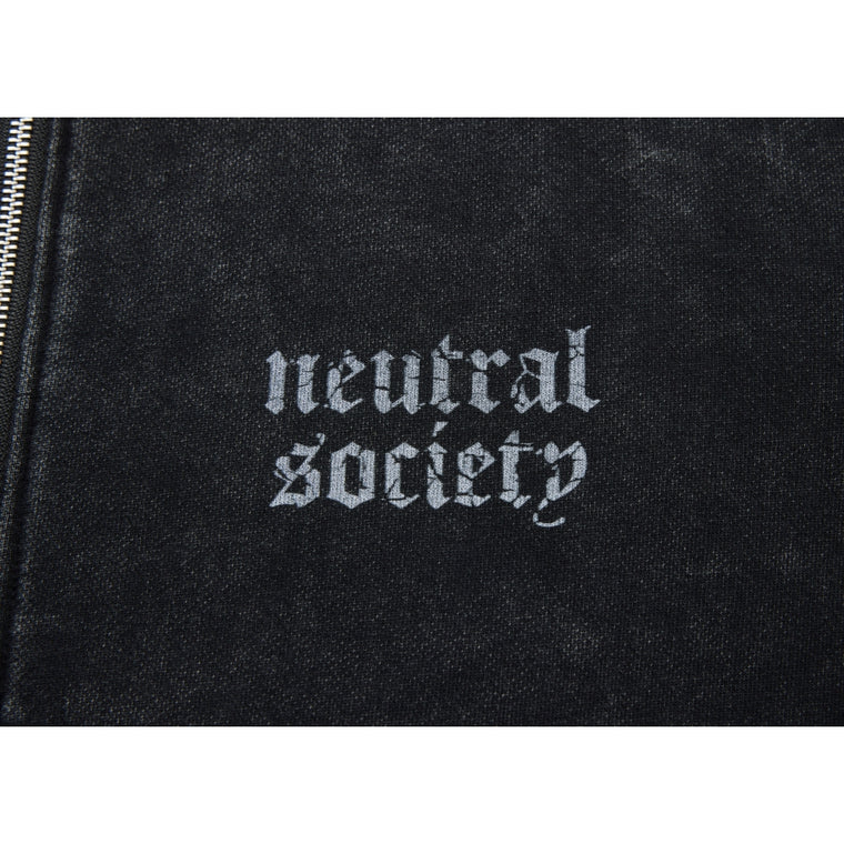 NEUTRAL SOCIETY NS LOGO ZIP UP HOODIE-BLACK