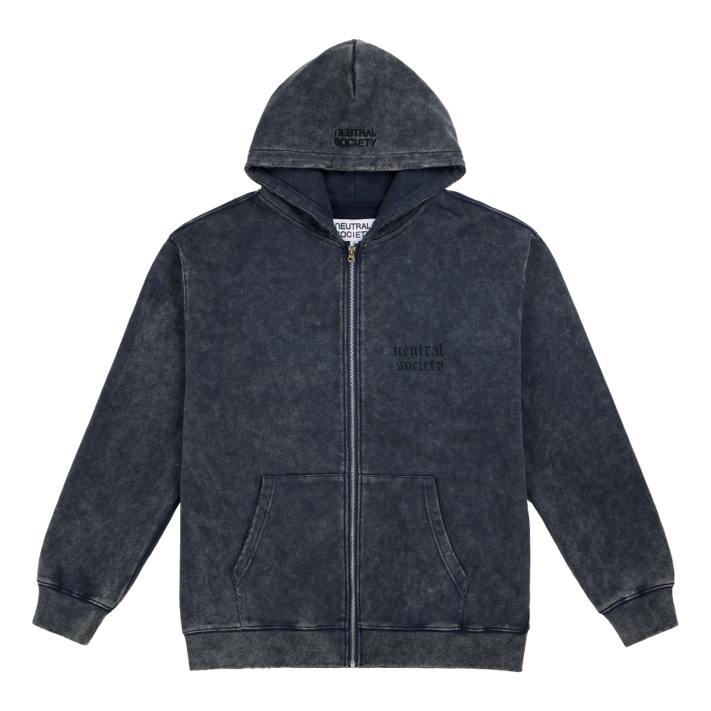 NEUTRAL SOCIETY NS LOGO ZIP UP HOODIE-NAVY