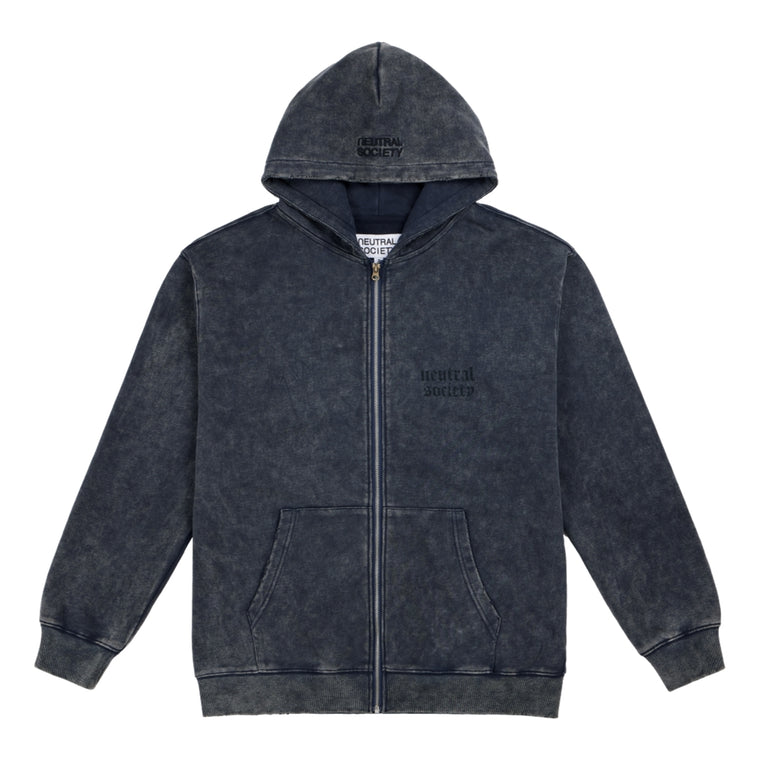 NEUTRAL SOCIETY NS LOGO ZIP UP HOODIE-NAVY