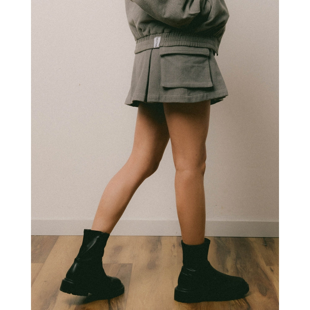 NEUTRAL SOCIETY WOOL TOUCH CARGO SKIRT-GREY