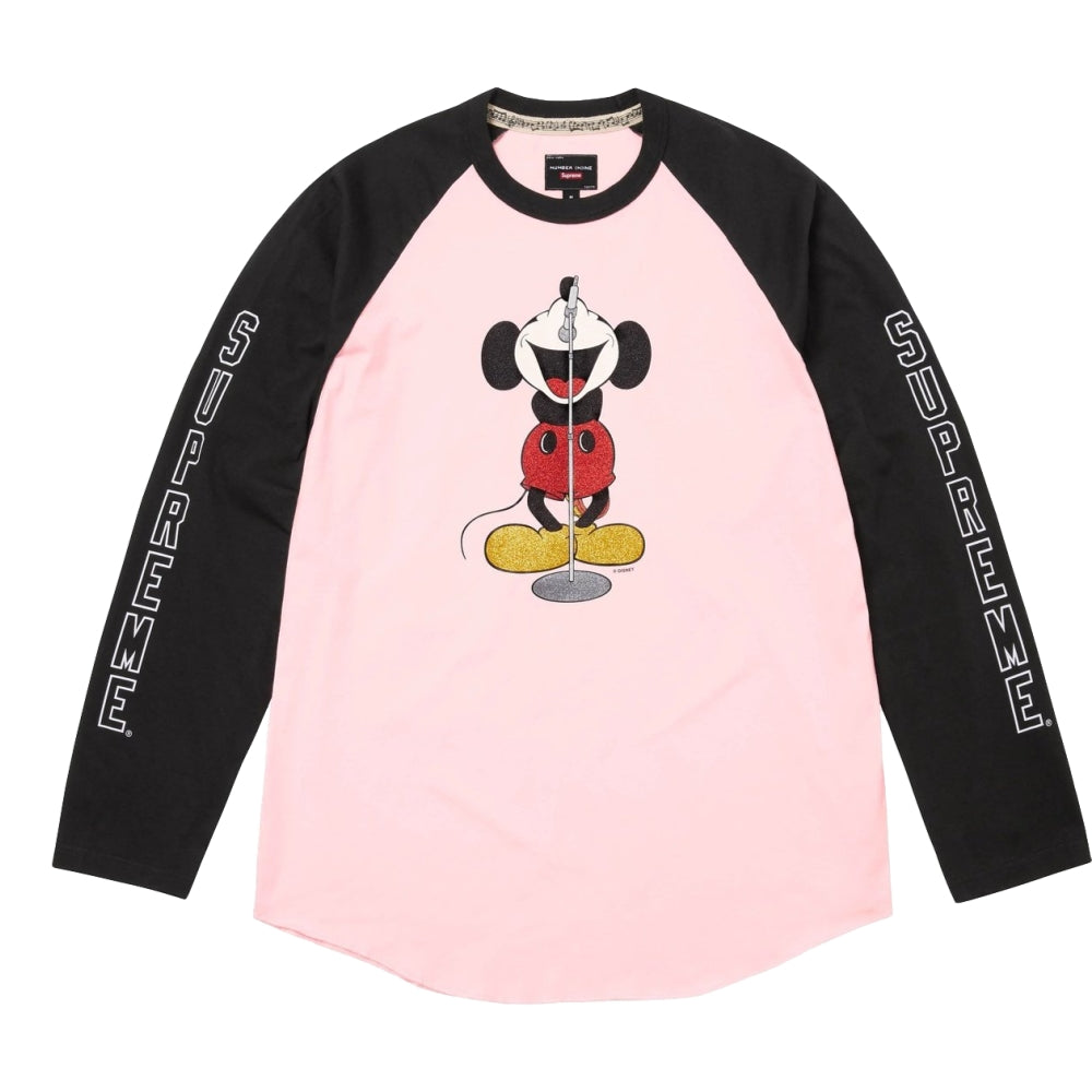 SUPREME / NUMBER (N)INE MICKEY MOUSE RAGLAN L/S TOP-PINK