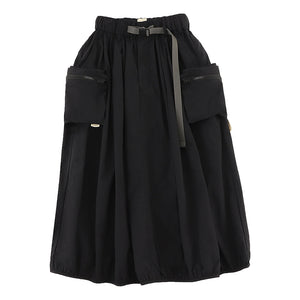 A[S]USL NYLON 3D POCKETS BALLOON SKIRT-BLACK