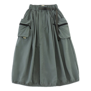 A[S]USL NYLON 3D POCKETS BALLOON SKIRT-LIGHT GREY