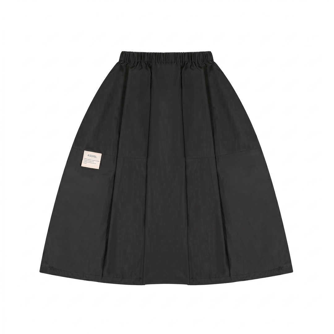A[S]USL NYLON BALLOON SKIRT-BLACK