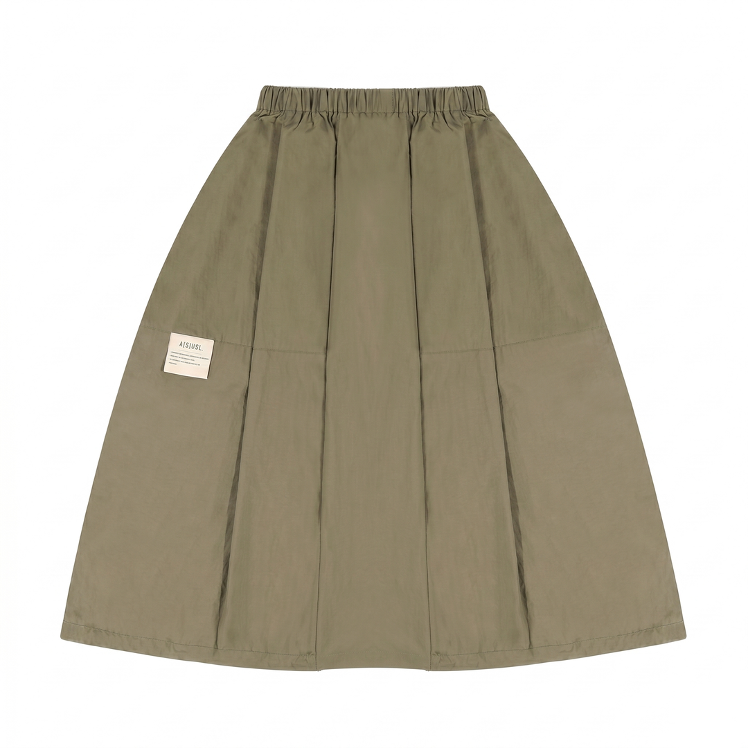A[S]USL NYLON BALLOON SKIRT-OLIVE