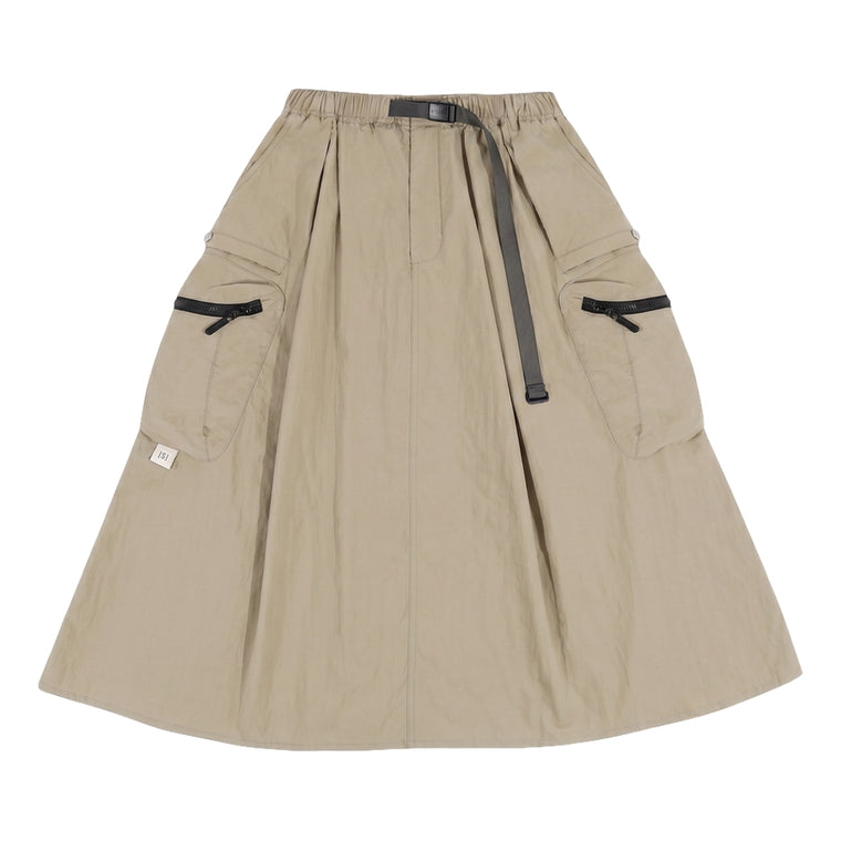 A[S]USL NYLON CARGO FLARE SKIRT-BEIGE