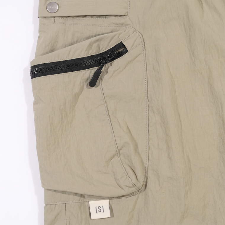 A[S]USL NYLON CARGO FLARE SKIRT-BEIGE