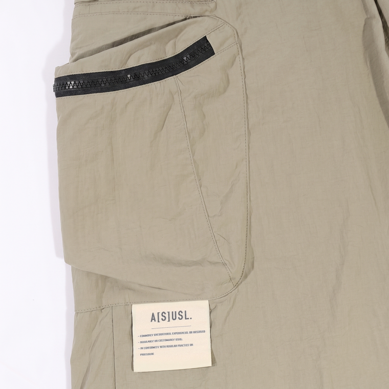 A[S]USL NYLON CARGO FLARE SKIRT-BEIGE