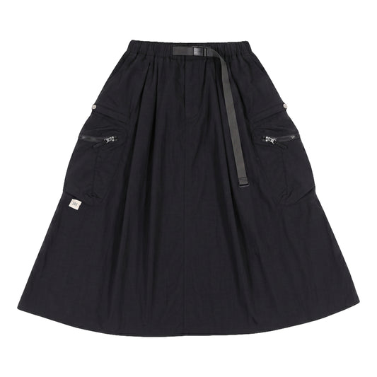 A[S]USL NYLON CARGO FLARE SKIRT-BLACK