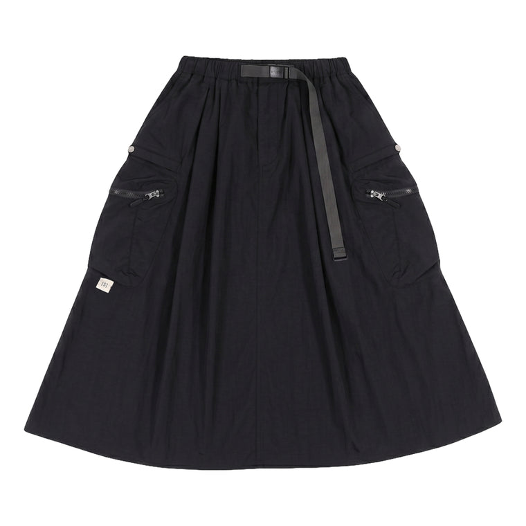 A[S]USL NYLON CARGO FLARE SKIRT-BLACK