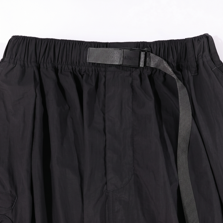 A[S]USL NYLON CARGO FLARE SKIRT-BLACK