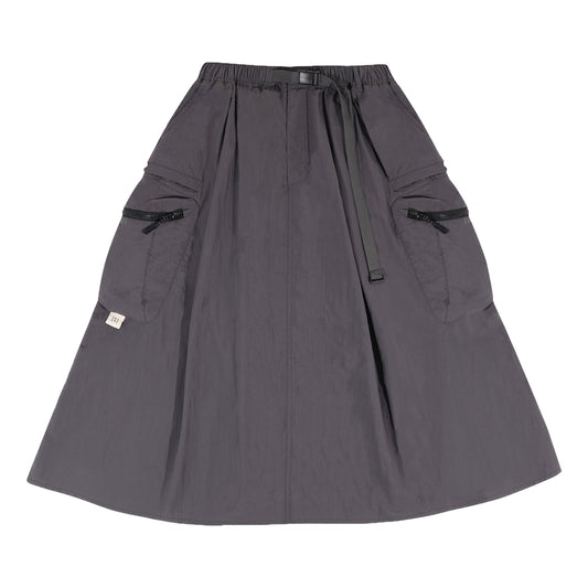 A[S]USL NYLON CARGO FLARE SKIRT-CHARCOAL