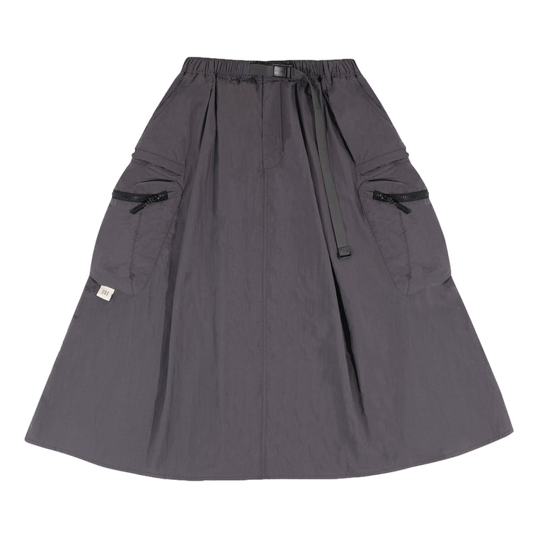 A[S]USL NYLON CARGO FLARE SKIRT-CHARCOAL
