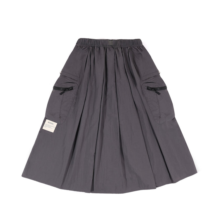 A[S]USL NYLON CARGO FLARE SKIRT-CHARCOAL