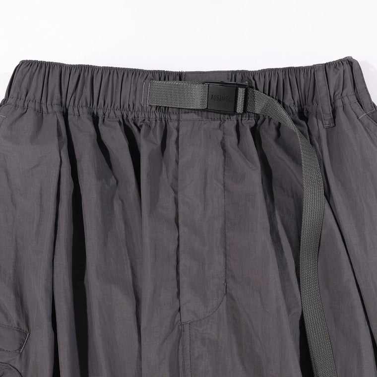 A[S]USL NYLON CARGO FLARE SKIRT-CHARCOAL