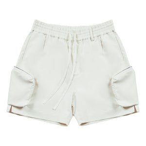 UNTITLED 002 NYLON CARGO SHORTS-CREAM WHITE