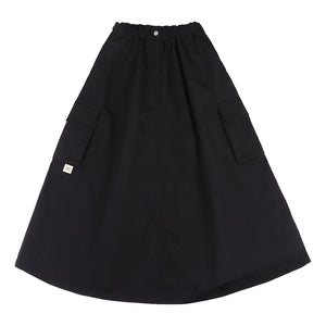 A[S]USL NYLON POCKETS FLARE SKIRT-BLACK