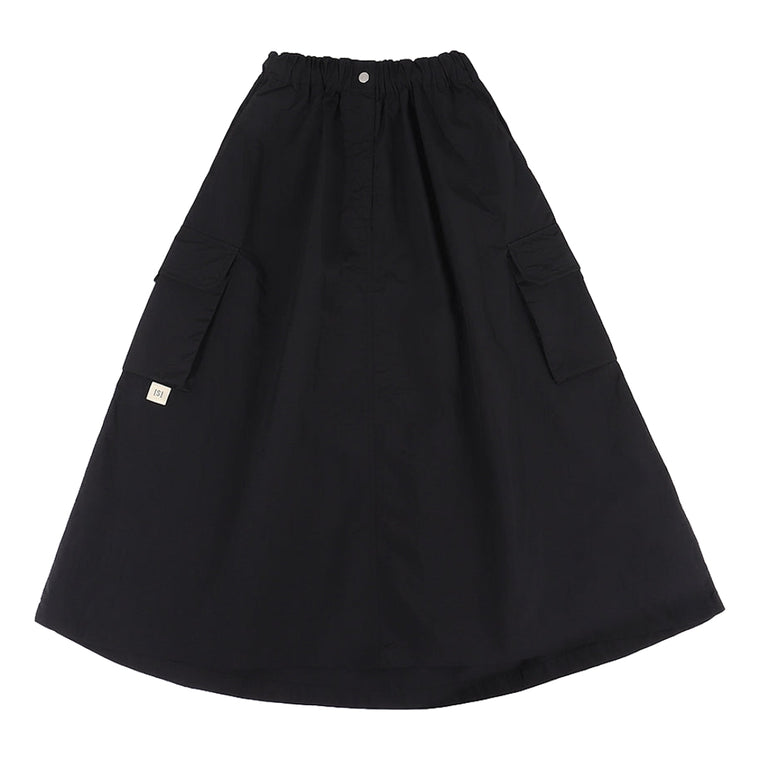 A[S]USL NYLON POCKETS FLARE SKIRT-BLACK