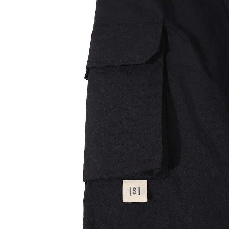A[S]USL NYLON POCKETS FLARE SKIRT-BLACK