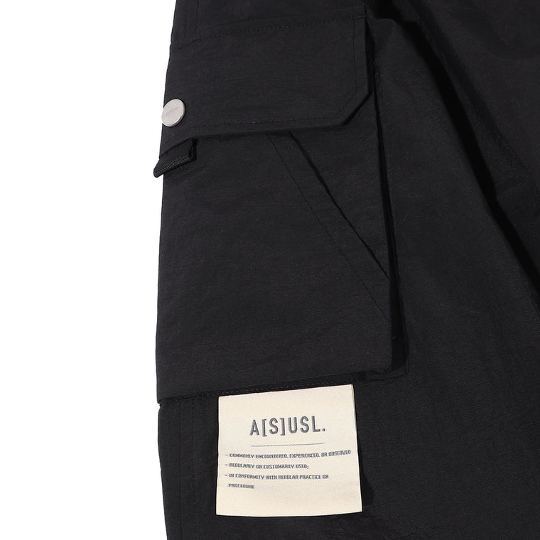 A[S]USL NYLON POCKETS FLARE SKIRT-BLACK