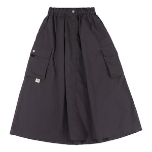 A[S]USL NYLON POCKETS FLARE SKIRT-CHARCOAL