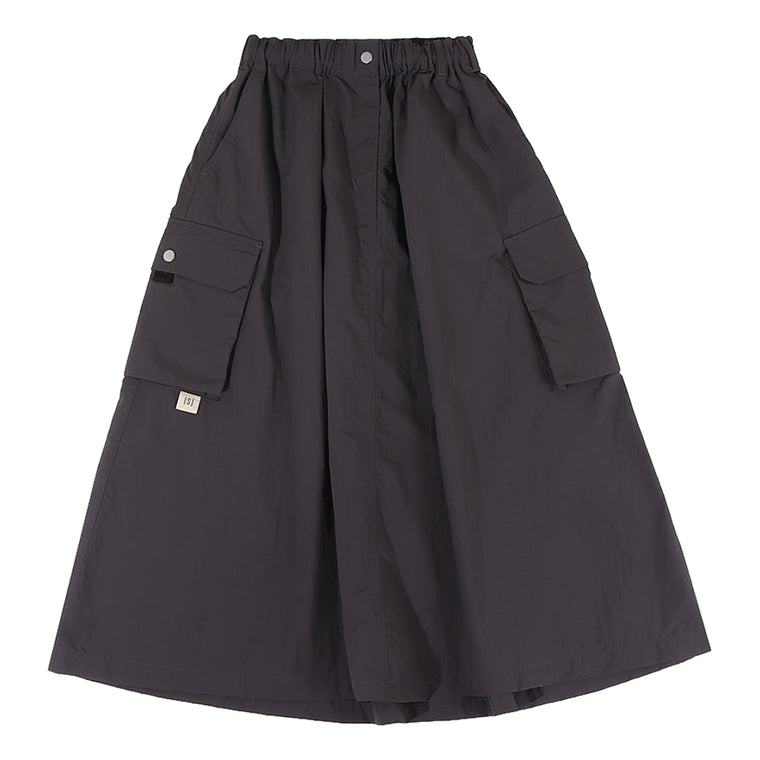 A[S]USL NYLON POCKETS FLARE SKIRT-CHARCOAL