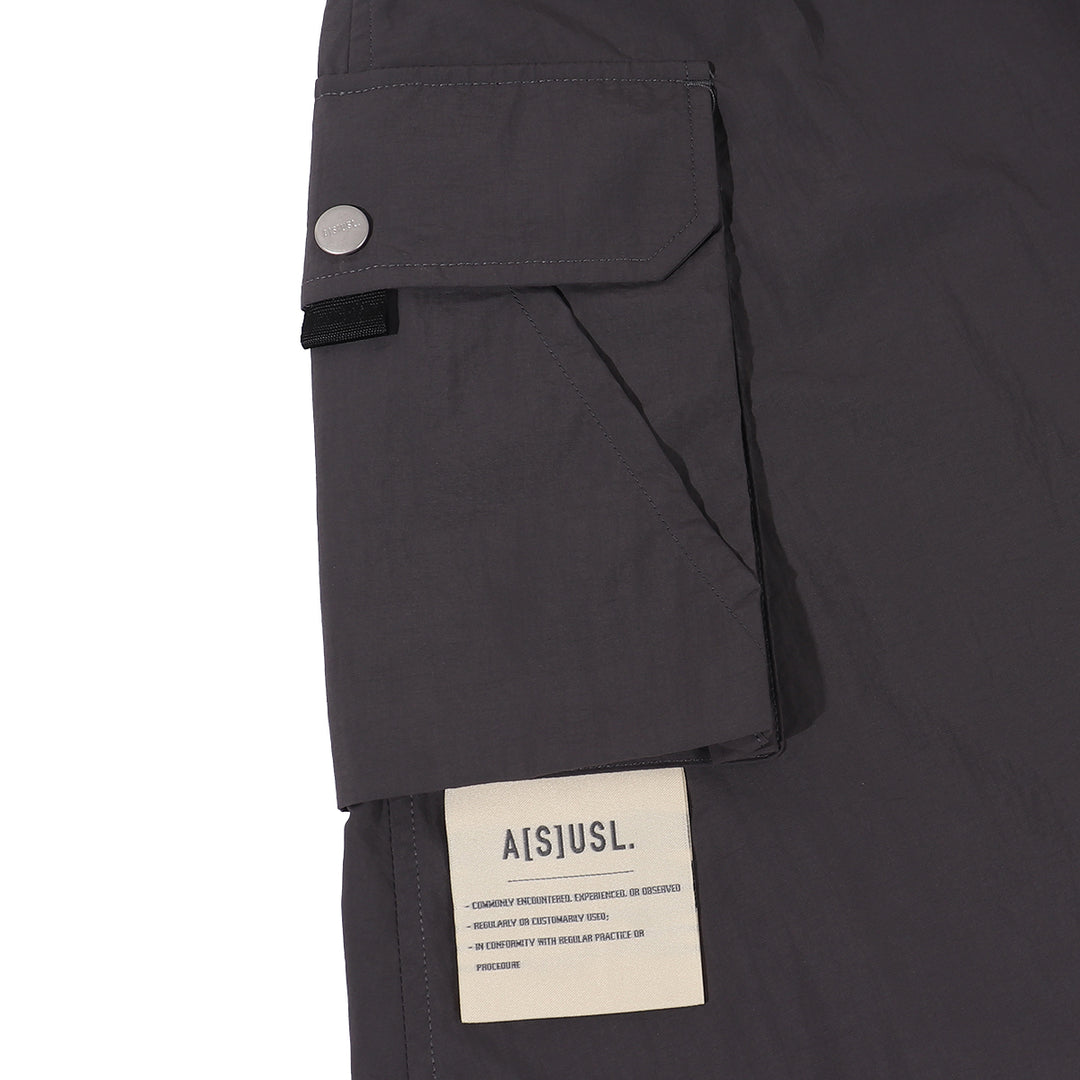 A[S]USL NYLON POCKETS FLARE SKIRT-CHARCOAL