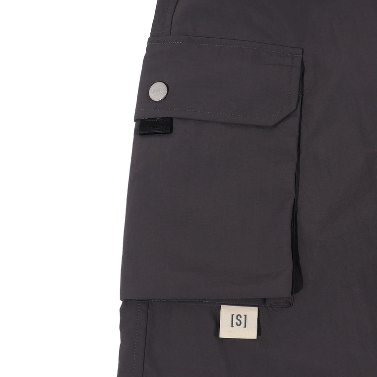 A[S]USL NYLON POCKETS FLARE SKIRT-CHARCOAL