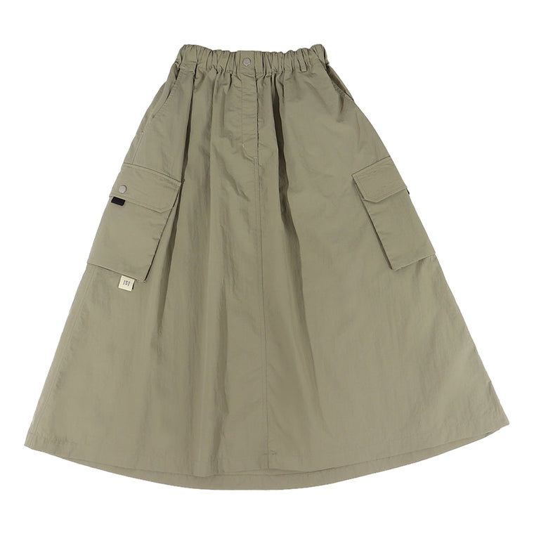A[S]USL NYLON POCKETS FLARE SKIRT-LIGHT KHAKI
