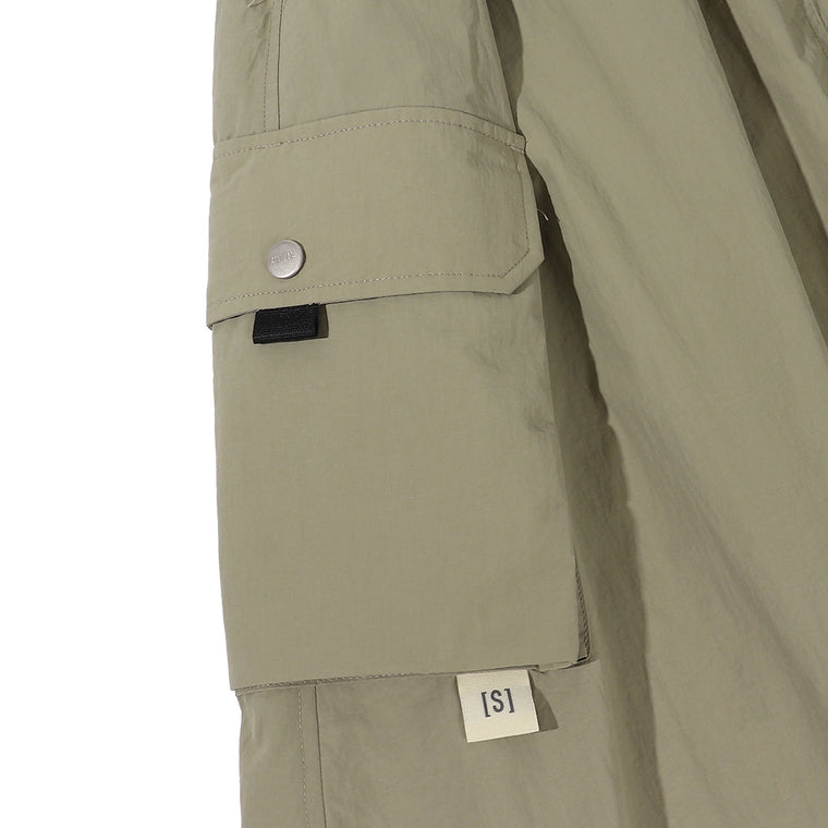 A[S]USL NYLON POCKETS FLARE SKIRT-LIGHT KHAKI