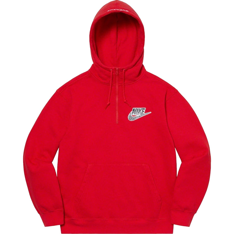 SUPREME NIKE HALF ZIP HOODED SW-RED