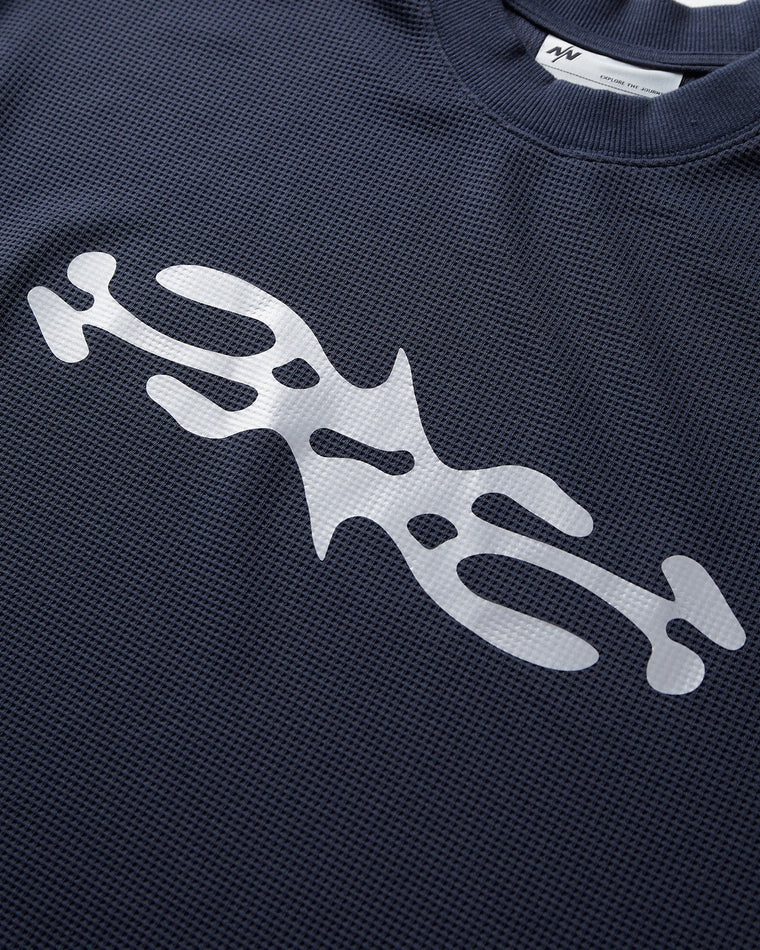 NINE POINT NINE NPN SYNONYMS WASHED WAFFLE PULLOVER-NAVY