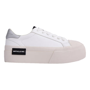 ARTICLE NO. O.G. CLASSIC PLATFORM WHITE SNEAKERS IN SILVER TAIL-WHITE SILVER