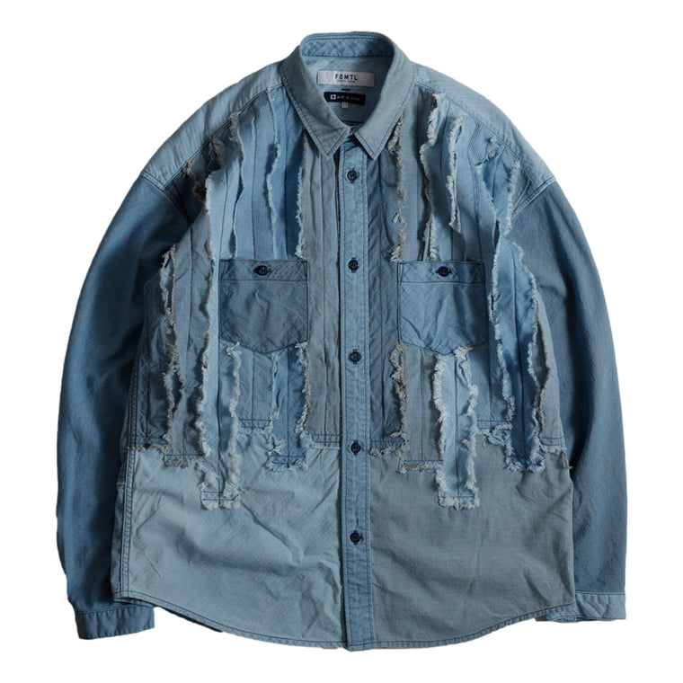 FUNDAMENTAL OBI STRIPE SHIRT 3YR WASH-INDIGO