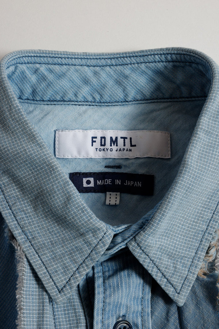 FUNDAMENTAL OBI STRIPE SHIRT 3YR WASH-INDIGO