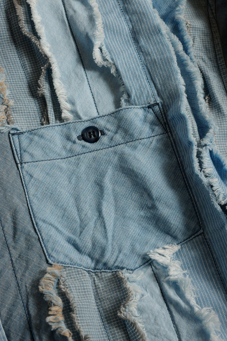 FUNDAMENTAL OBI STRIPE SHIRT 3YR WASH-INDIGO