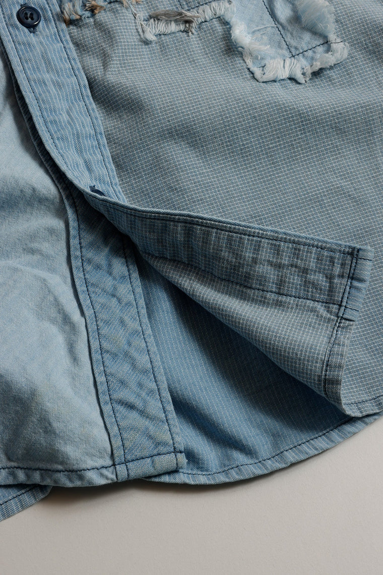 FUNDAMENTAL OBI STRIPE SHIRT 3YR WASH-INDIGO