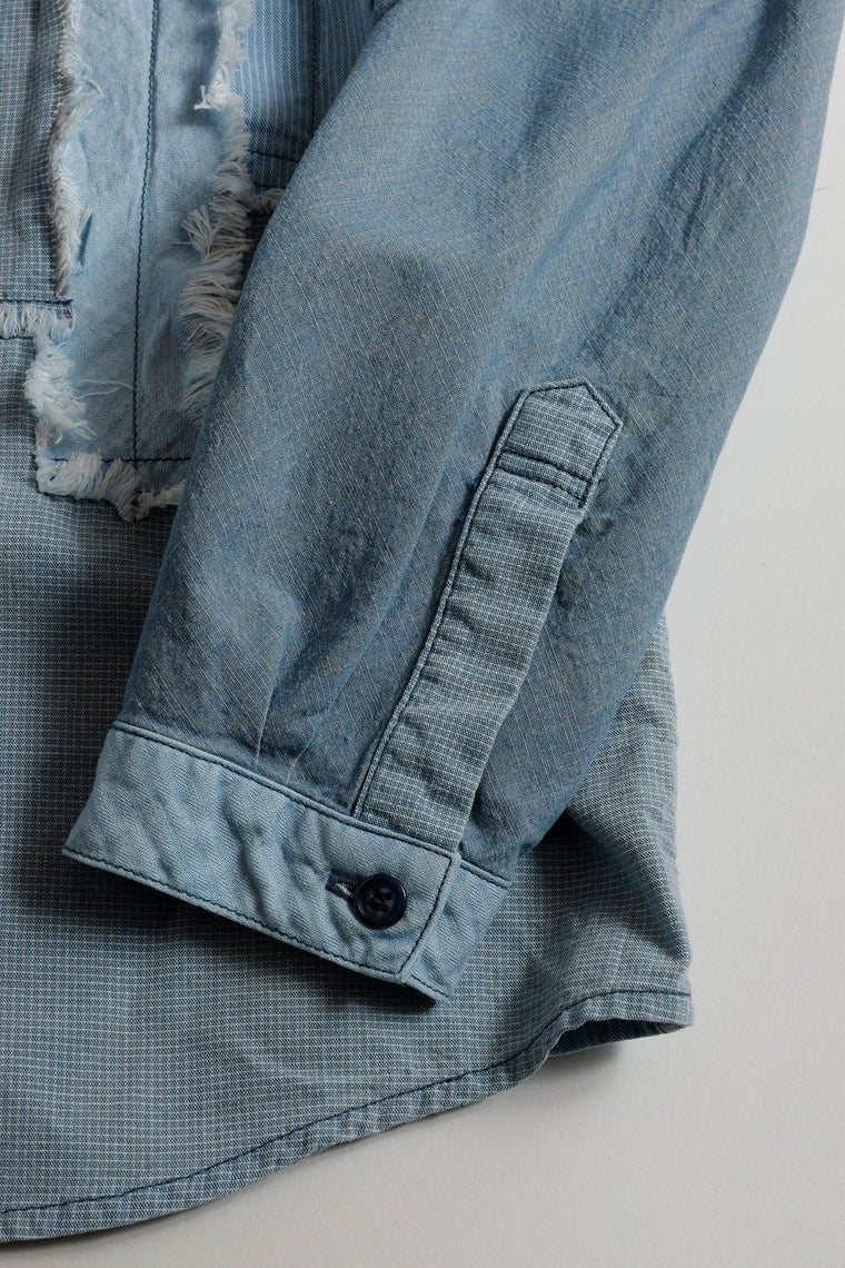 FUNDAMENTAL OBI STRIPE SHIRT 3YR WASH-INDIGO