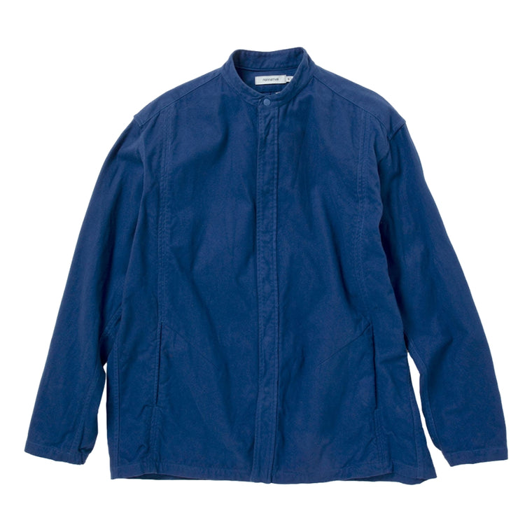 NONNATIVE OFFICER STAND COLLAR SHIRT COTTON MILITARY FLANNEL OVERYED-NAVY