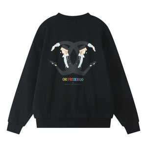 ORI FREDERIQO EMBROIDERED PRINTED SWEATSHIRT-BLACK
