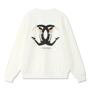 ORI FREDERIQO EMBROIDERED PRINTED SWEATSHIRT-WHITE