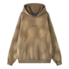 ORI FREDERIQO WASHED PRINTED ZIP UP TERRY HOODED SWEATSHIRT-KHAKI