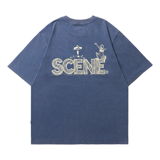 SCENE BY ICE FIRE OMQ SKETCH TEE-NAVY