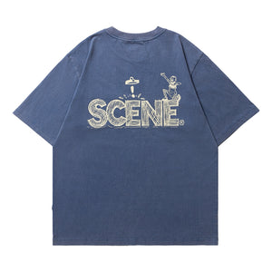 SCENE BY ICE FIRE OMQ SKETCH TEE-NAVY