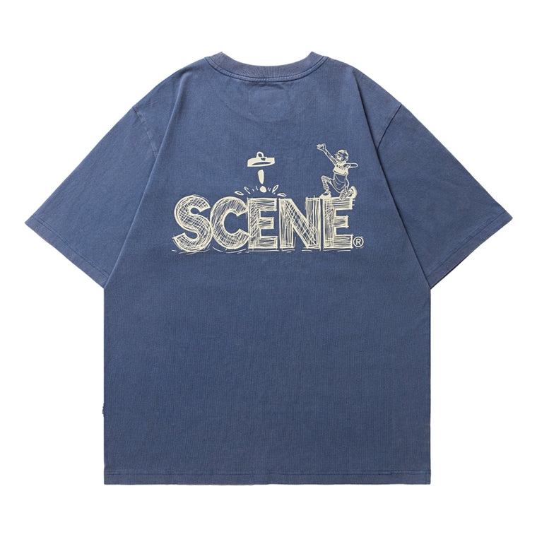 SCENE BY ICE FIRE OMQ SKETCH TEE-NAVY
