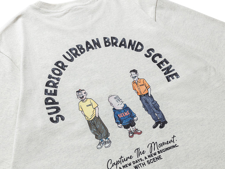 SCENE BY ICE FIRE OMQ URBAN TEE-MOTTLED GRY