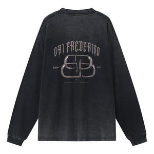 ORI FREDERIQO OVERDYED PRINTED LS TEE-BLACK