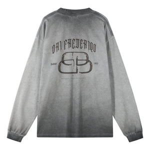 ORI FREDERIQO OVERDYED PRINTED LS TEE-GREY