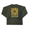 OLDISM OVERSIZE EMBROIDERY CRACK SUNFLOWER L/S TEE-OLIVE