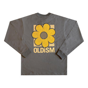 OLDISM OVERSIZE EMBROIDERY CRACK SUNFLOWER L/S TEE-GREY